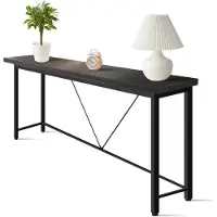 IvoQ Sidetable Zwart – Consoletafel – Haltafel – Industrieel - Smal & Stijlvol - 120x23x74