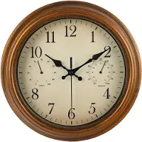 IvoQ Waterdichte Retro Wandklok – 30 cm – Stille Quartz Klok – Weerbestendig – Met Thermometer & Hygrometer
