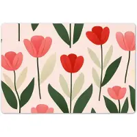 Unyqoos Set van 6 moderne en wasbare placemats met roze tulpenprint