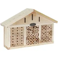 OEM Insectenhotel van hout en metaal in een natuurlijke tint, afmetingen ongeveer 39 x 26 x 9 cm