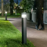 In.tec® Tuinpadverlichting DARK, antraciet/rookgrijs, roestvrij staal, sensor Dark, zwart, Roestvrij staal, Modern