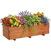 IvoQ Houten Plantenbak – 120x40x32 cm – Massief FSC Hout – Weerbestendig – Voor Terras, Tuin of Balkon