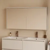 Fontana Basic spiegelkast 117cm met 2 deuren warm linnen