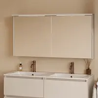 Fontana Grado spiegelkast met verlichting 117cm 2 deuren warm linnen