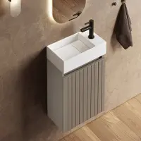 Fontana Itsie toiletmeubel taupe ribbelfront 40cm met fontein in mat wit