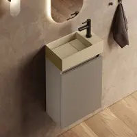 Fontana Itsie toiletmeubel taupe 40cm met fontein in mat licht ivoor
