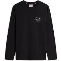 Tommy Hilfiger Shirt 'Logo Long Sleeve' zwart / wit