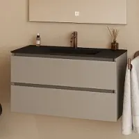 Fontana Rovigo badmeubel 100cm met zwarte wastafel en kraangat taupe