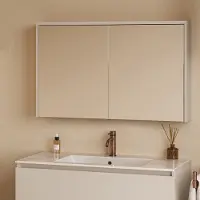 Fontana Basic spiegelkast 100cm met 2 deuren warm linnen