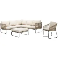 BUITEN living Tulum hoek loungeset met stoel 6 personen | rvs + touw | Sahara Dust | 5-delig - 211x211cm