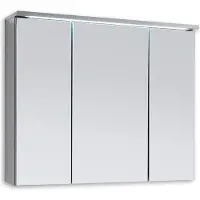 OEM Spiegel voor de badkamer met LED-verlichting, in de kleuren titanium en wit - 80 x 68 x 225 cm - met een ruime opbergruimte