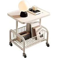 OEM Kleine witte bureau van hout, voorzien van wielen