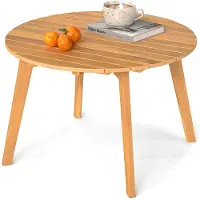 Costway bijzettafel, houten ronde tuintafel, tafel van acaciahout, balkon tafel, salontafel voor tuin, balkon, terras, 62 x 62 x 40 cm