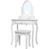 OEM Make-up tafel, 3-delig - wit - met spiegel - 70 x 130 x 40 cm