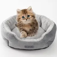 OEM Kleine dierenbed voor middelgrote honden - Tweepersoonsbed met ronde vorm, grijs van kleur - Wasbaar