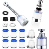OEM Transparante waterfilterkraan met 360-graden draaibaarheid, voorzien van 6 PP-filterelementen - universele adapter - waterfilter voor keuken of badkamer