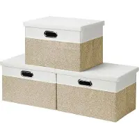 OEM Organizerset van stof - 3-delig - 33 x 22 x 18 cm - Lichtbruin - Wit - Klein - Geschikt voor thuis en op kantoor