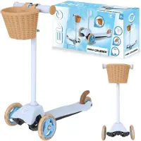 Evo Verstelbare Driewieler Kinderloopfiets met Mand, Mini Cruiser met Mand, Blauw