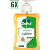 Dettol 6 x Antibacteriële Handzeep Original 250ML - Wasgel - 2 hydraterende ingrediënten