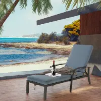 HAUSS SPOLE Ligbed - Verstelbare Chaise Longue Met Kussen - Voor Tuin En Zwembad - Aluminium Frame Met Kruisvlechtwerk - Blauw