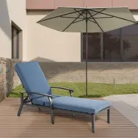 HAUSS SPOLE Ligbed Met Kussen - Verstelbare Rugleuning Met 5 Standen - Voor Tuin En Zwembad - Aluminium Frame Met Antiroest Coating - Blauw