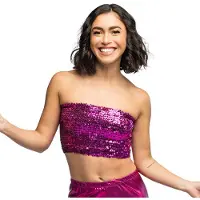 Boland - Top Sparkle roze (M/L) - Volwassenen - Niet van toepassing - Festival - Rave - Bandeautop - Strapless