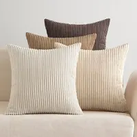 Unyqoos Kleurrijke Set van 4 Ribfluwelen Sierkussenslopen voor Diverse Interieurstijlen, 40 x 40 cm, Bruine Tinten