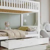 HAUSS SPOLE Stapelbed 90x200cm - Kinderbed Met Rechte Trap En Vierzijdige Uitvalbeveiliging - Zonder Matras - Met Boogdesign - Massief Hout En MDF - Wit