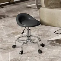 HAUSS SPOLE Werkkruk 43 x 43 Cm - In Hoogte Verstelbaar 59-75 Cm - 360 Graden Draaibaar Met Rugleuning - Kunstleer Zwart