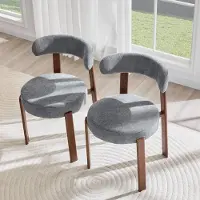 HAUSS SPOLE Eetkamerstoel - Set Van 2 - Ergonomisch Met Zachte Bekleding En Gebogen Rug - Voor Eetkamer En Keuken - Linnen Grijs