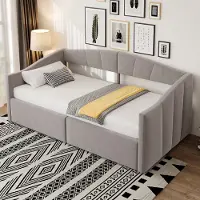 HAUSS SPOLE Gestoffeerd Bed 90x200 cm - Met Hydraulische Opbergruimte En Lattenbodem - Voor Gastenkamer - Fluweel - Lichtgrijs - Zonder matras