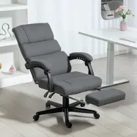 HAUSS SPOLE Bureaustoel 68,5x56x105-115 Cm - Verstelbare Rugleuning 135° Met Voetsteun - Draaibaar En Verrijdbaar - Metaal - Donkergrijs