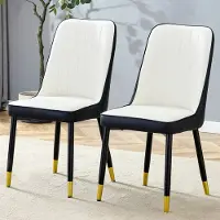 HAUSS SPOLE Eetkamerstoelen 43 X 41,5 Cm - Set Van 2 - Ergonomische Rugleuning - Antislip Voeten - Pu Leer - Zwart Wit