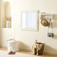 HAUSS SPOLE Wandspiegel Helder – 80 X 80 Cm – MDF – Wit – Vierkant Spiegel Voor Hal, Slaapkamer En Woonkamer