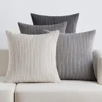 Unyqoos Chique Corduroy Sierkussenslopen Set van 4 voor Diverse Interieurstijlen, 40 x 40 cm, Donkergrijs