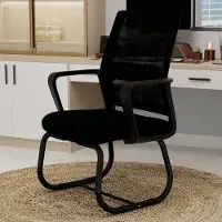 HAUSS SPOLE Bureaustoel 55 X 60 X 85 Cm - Ademend Mesh Rugleuning - Stabiel Sledeframe - Voor Thuis En Kantoor - Metaal Zwart