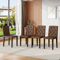 HAUSS SPOLE Eetkamerstoel – Retro Velourslook Met Ruitstiksel – Set Van 4 – Comfortabele Zitting Met Schuimvulling – Voor Eetkamer En Horeca – Stof Metaal – Bruin Zwart