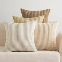 Unyqoos Set van 4 Luxe Ribfluwelen Kussenslopen in Beige voor Stijlvolle Woondecoratie