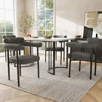 HAUSS SPOLE Eetkamerstoel 70x62x84 Cm - Ergonomische Rugleuning En Brede Zitting - Voor Eetkamer Woonkamer En Werkkamer - IJzer - Donkergrijs