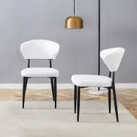 HAUSS SPOLE Eetkamerstoel – Modern Ergonomisch Design – Set Van 2 – Gebogen Rugleuning Met Zacht Zitkussen – Voor Eetkamer En Keuken – Kunstleer Wit