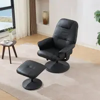 HAUSS SPOLE Massagestoel 79,5 X 75 X 107 Cm - 5-Punts Massage Met Verwarming - 360 Graden Draaibaar Met Voetenbank - PU - Zwart