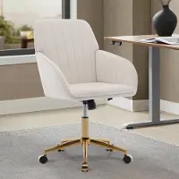 HAUSS SPOLE Bureaustoel - Ergonomisch Draaibaar Ontwerp - Verstelbare Zithoogte - Voor Werkkamer En Slaapkamer - Fluweel Wit