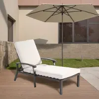 HAUSS SPOLE Ligstoel - Verstelbare Loungestoel Met Katoenen Kussen - Voor Tuin, Terras En Zwembad - Aluminium - Beige