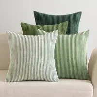 Unyqoos Klassieke Set van 4 Ribfluwelen Sierkussenslopen voor Bank en Slaapkamer in Saliegroen