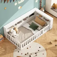 HAUSS SPOLE Daybed 90x200 cm - Eenpersoonsbed met Lattenbodem en Stopcontact & USB - Met Opbergruimte - Spanplaat & MDF - Wit - Zonder matras