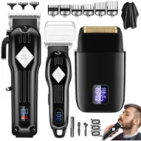 HAUSS SPOLE Baardtrimmer Mannen Set Van 3 - Verzorging Voor Mannen-Trimmer voor Baard en Lichaam - 180 min draadloos gebruik - Trimmer voor Hoofd & Baard - Haartrimmer mannen - Waterdicht - Zwart