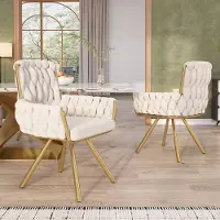 HAUSS SPOLE Gestoffeerde Draaistoel Set Van 2 - Met Armleuningen En Hoge Rugleuning - 360 Graden Draaibaar - Zonder Matras - Fluweel - Beige