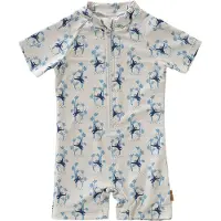 Fresk UV Zwempak 86 -Sneldrogende Zwemkleding voor Kinderen - UPF 50 - Zwemshirt voor Jongens - Zwempak met Korte Mouwen - Creme - Monkey