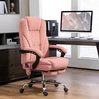 HAUSS SPOLE Bureaustoel 67 x 72 x 111-119 cm - Vibratiemassage Met Warmte En Timer - 135° Kantelbaar Met Voetsteun - Polyester - Roze