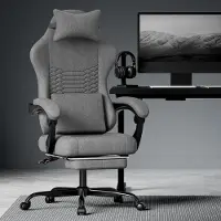 HAUSS SPOLE Bureaustoel - Gamestoel - Met Massage En Voetsteun - Voor Werk En Gamen - Stof Donkergrijs